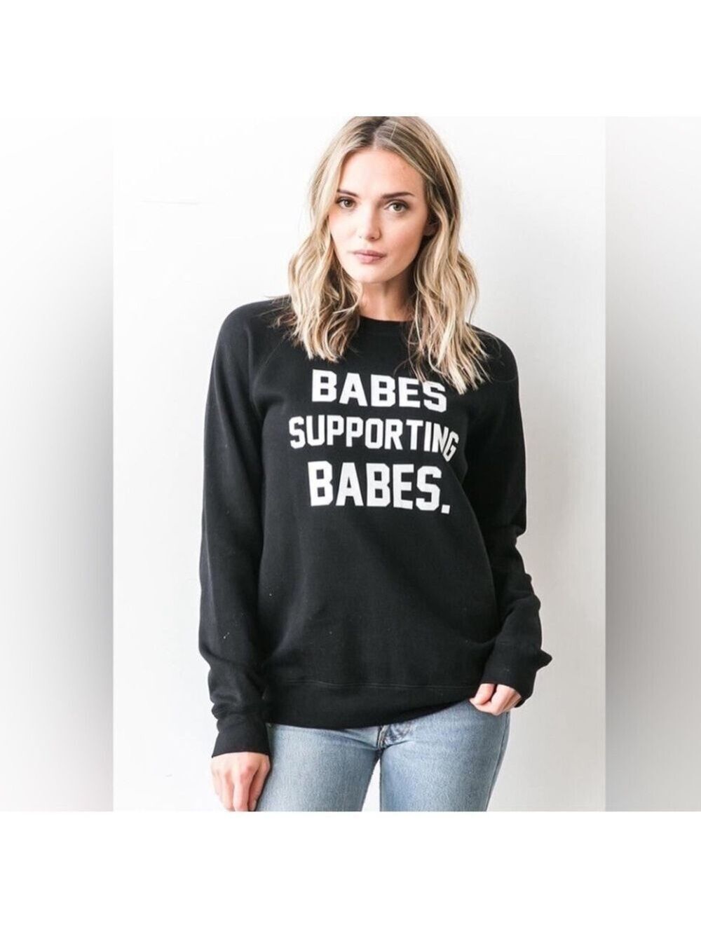 Brunette The Label Babes Supporting Babes Black Crewneck Sweatshirt - Size S/M